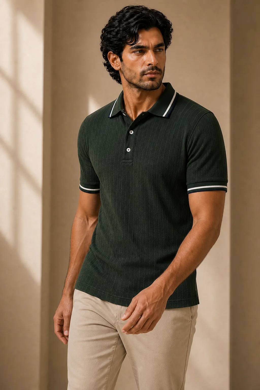 Supima Drop Needle Polo in Green Jacket