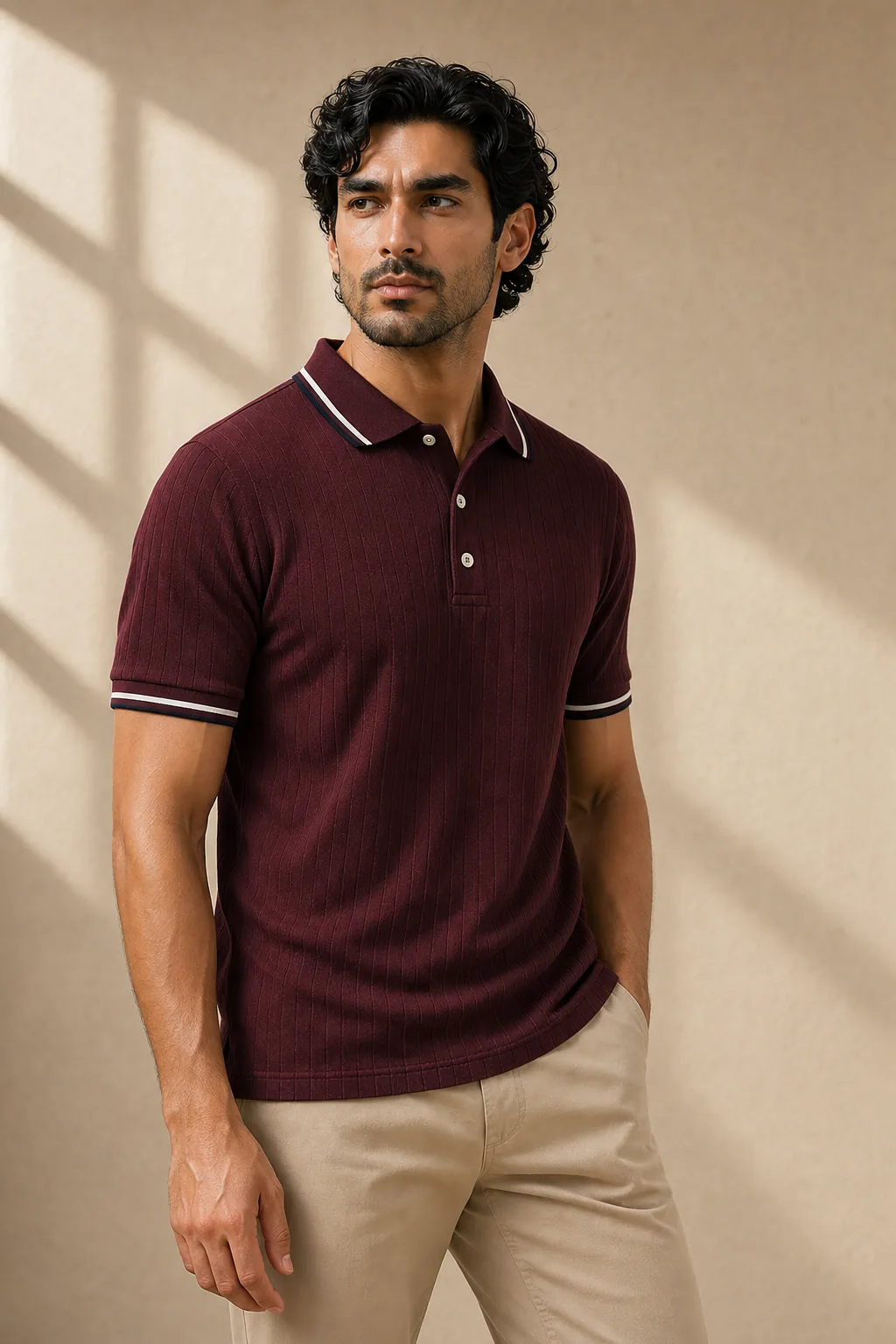 Supima Drop Needle Polo in Tawny Port