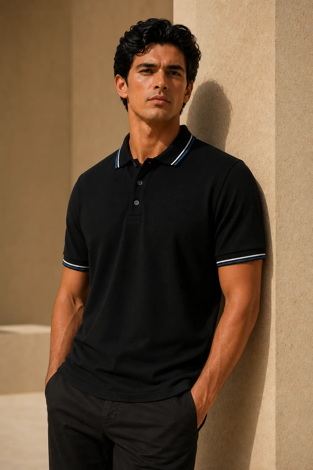 Supima Pique Polo in Pure Black